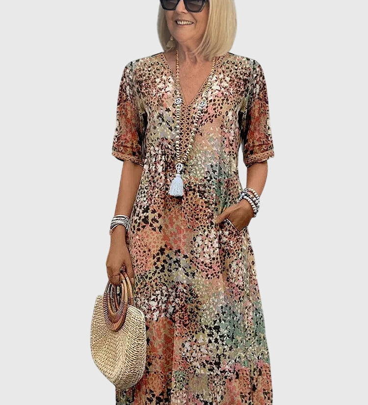 Yvonna | Robe Midi Fleurie Élégante