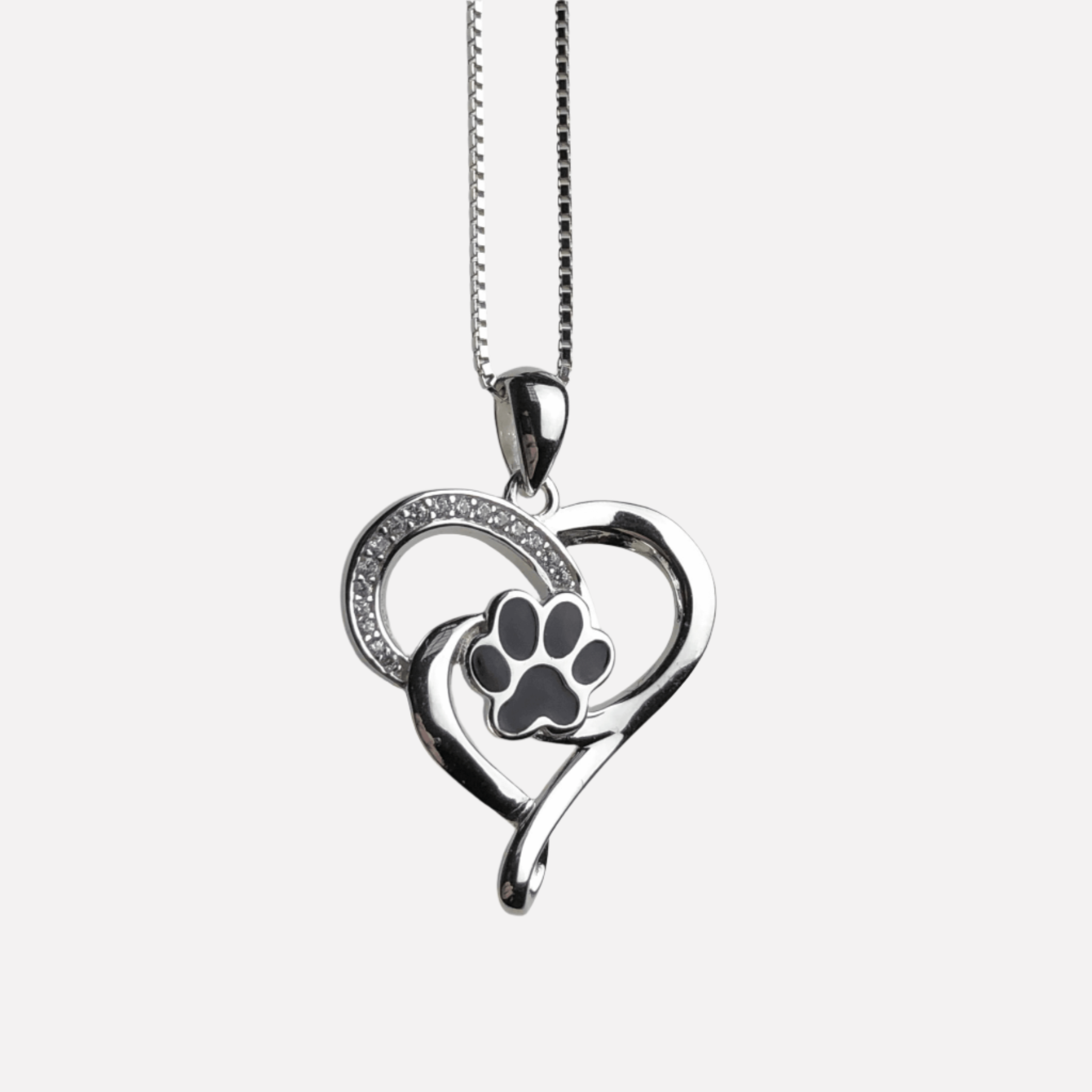 Collier Infini avec cœur et patte en argent - Elin