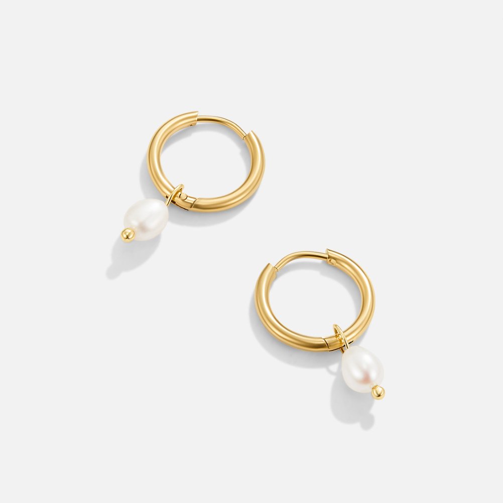 Élise-Marie – Boucles d'oreilles en or avec pendentif en perle