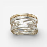 Bague creuse vintage en or et argent