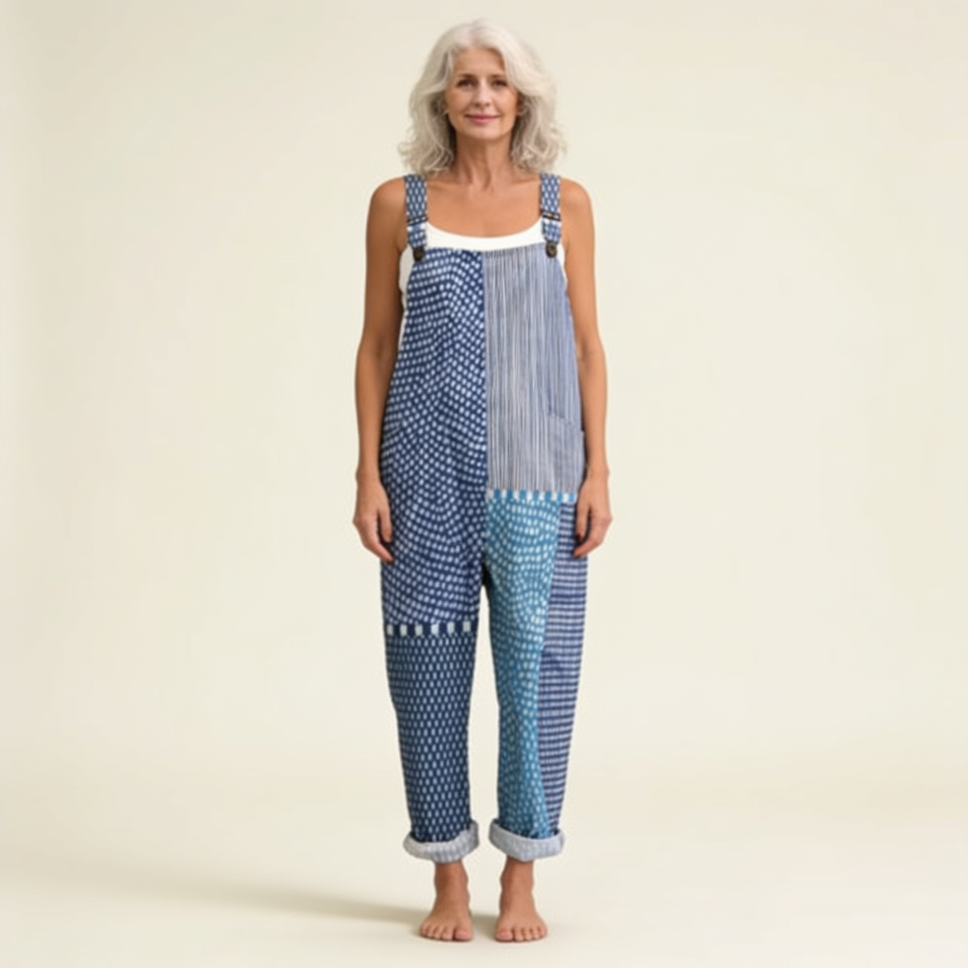 Isaline | patchwork bleu graphique élancée